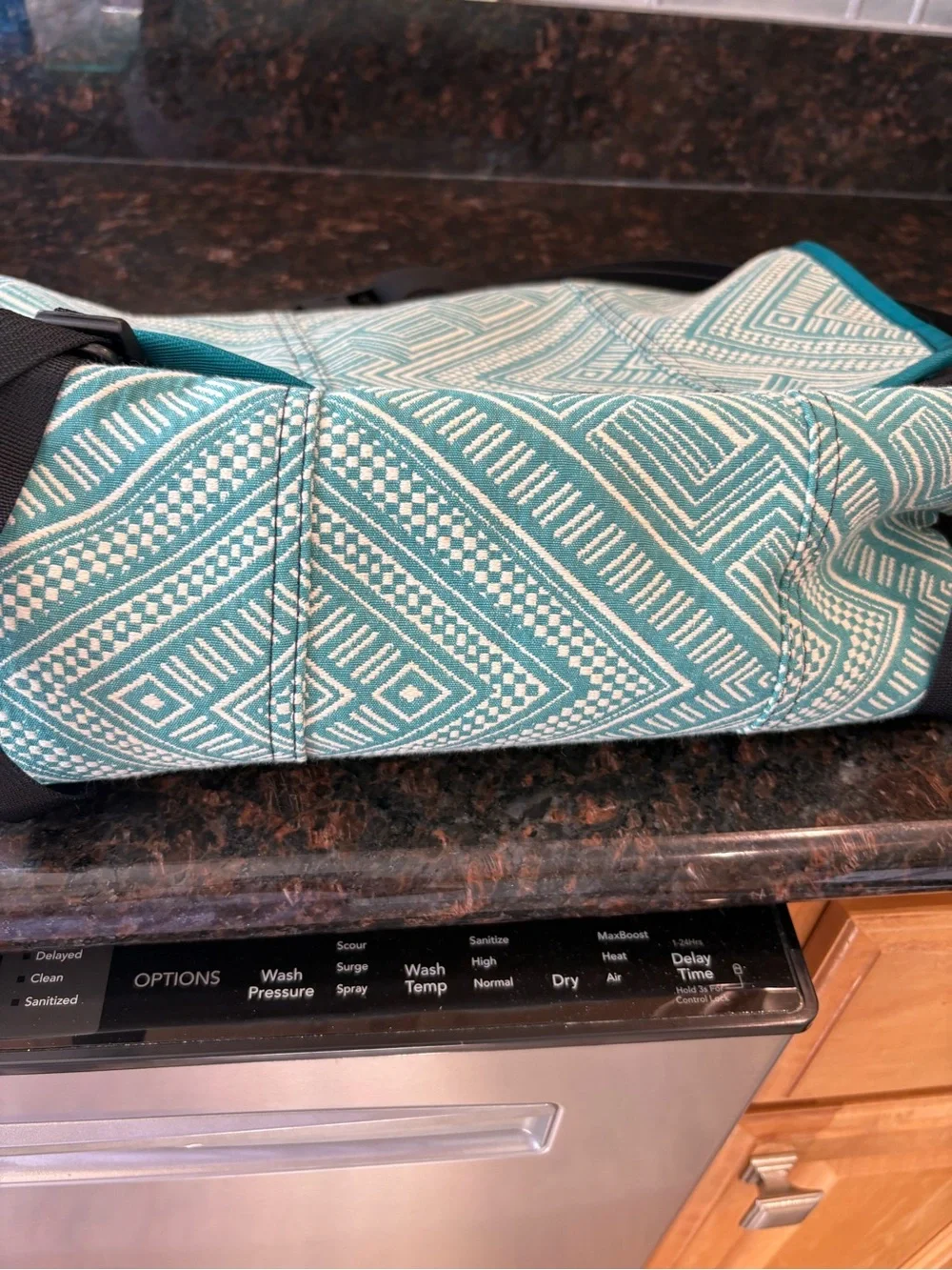 Like NEW- Timbuk2 Teal and White Geometric Messenger Bag